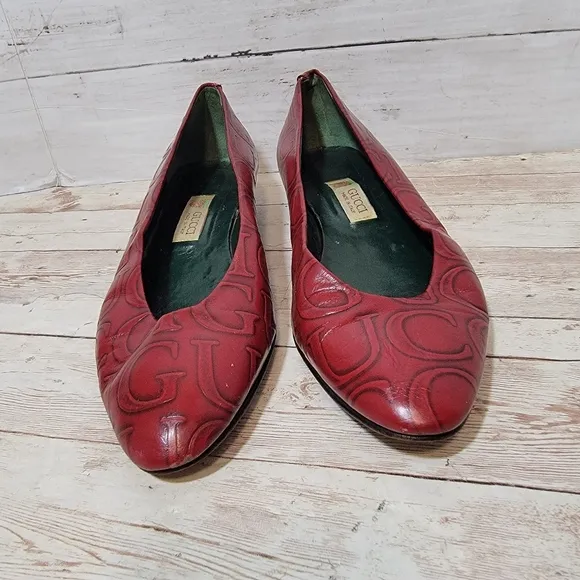 Gucci Vintage Red Ballet Flats