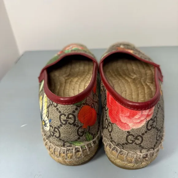 Gucci Women's Pilar Espadrille Woven Bird Jungle Print GG Supreme Flats Slides 6