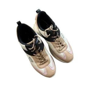 Guess Womens Tan Black Lace Up Chunky Platform Athletic Sneakers Size 9.5