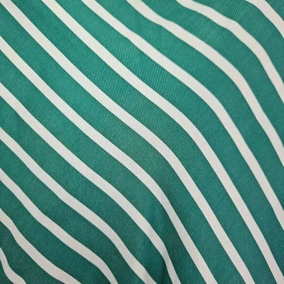 H&amp;M Silky Asymmetric Flared Striped Patterned Mint Green Midi Skirt 14