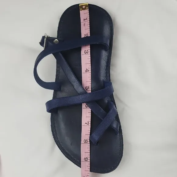 Handmade 100% Leather Adjustable Fit Strap Flat Sandals w/ Arch Support Size 6.5