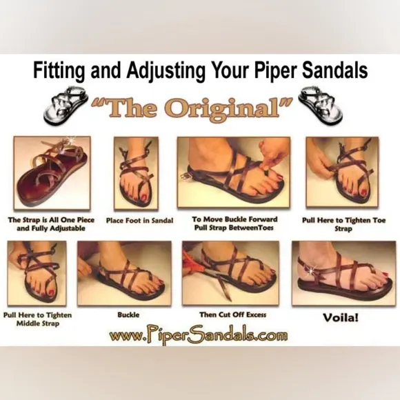 Handmade 100% Leather Adjustable Fit Strap Flat Sandals w/ Arch Support Size 6.5