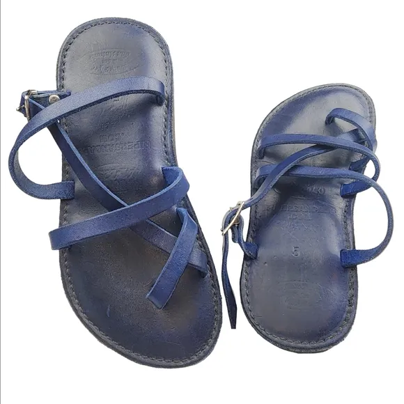 Handmade 100% Leather Adjustable Fit Strap Flat Sandals w/ Arch Support Size 6.5