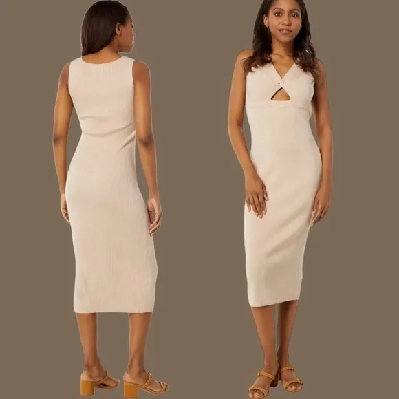 HEARTLOOM Kessy Twist Front Bodycon Dress in Sand