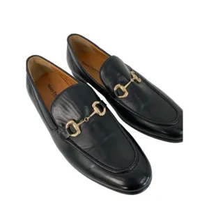 Henry Ferrera Mens Faux Leather Loafers Size 9 Black With Gold Bit Detail 7952