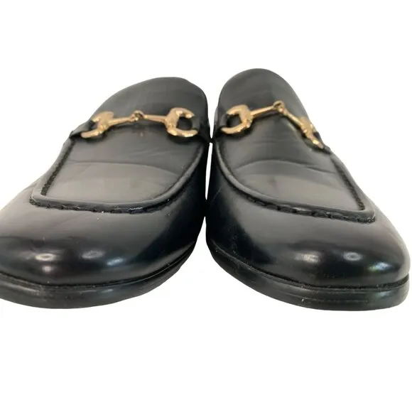 Henry Ferrera Mens Faux Leather Loafers Size 9 Black With Gold Bit Detail 7952