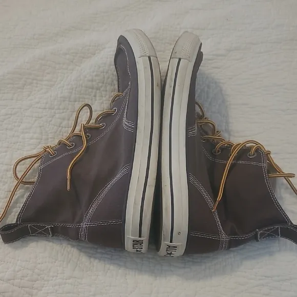 High-Top Sneakers with Brown Laces