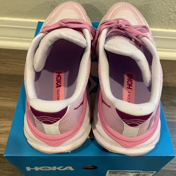 Hoka Pink and Purple Sneakers with Mesh Upper and Chunky Cushioning