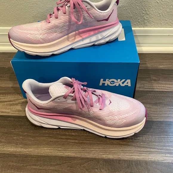 Hoka Pink and Purple Sneakers with Mesh Upper and Chunky Cushioning