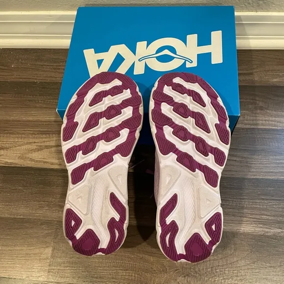 Hoka Pink and Purple Sneakers with Mesh Upper and Chunky Cushioning