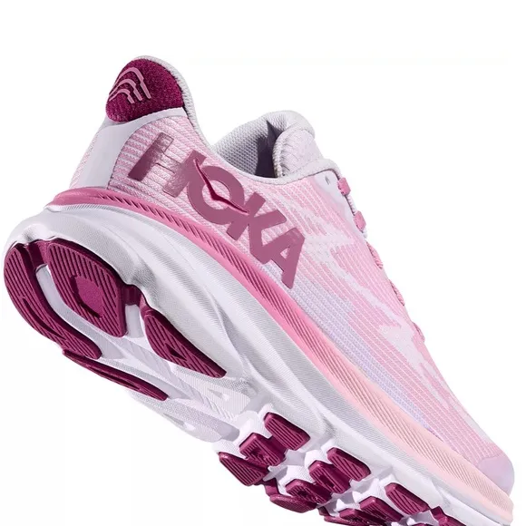 Hoka Pink and Purple Sneakers with Mesh Upper and Chunky Cushioning