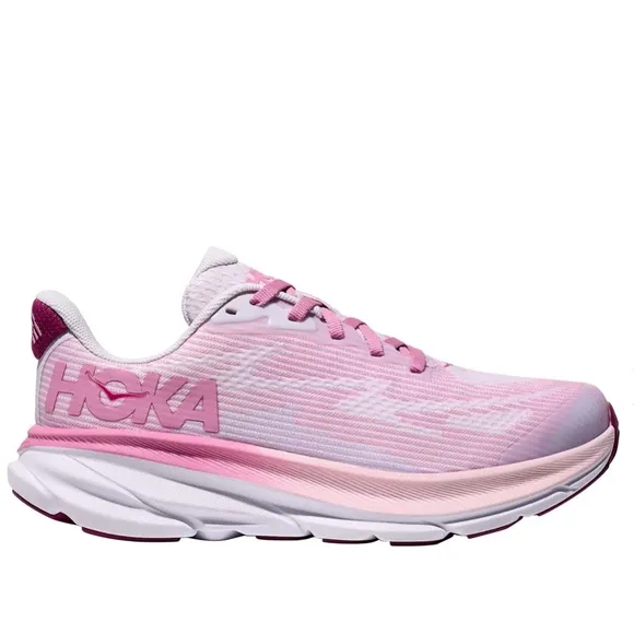 Hoka Pink and Purple Sneakers with Mesh Upper and Chunky Cushioning