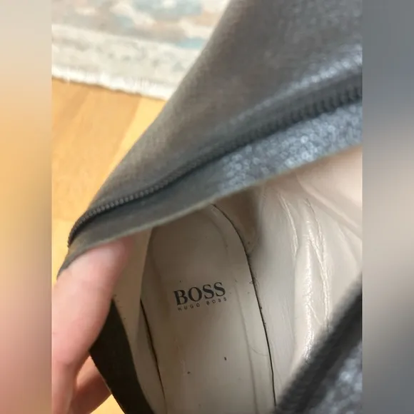 Hugo Boss Black Leather Knee Boots