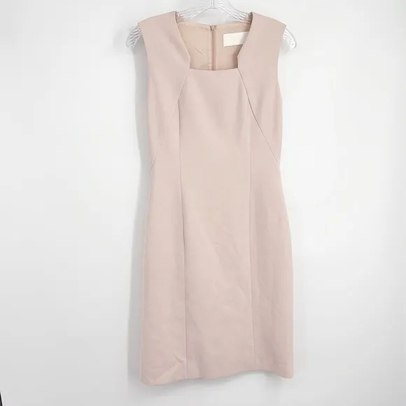 Hugo Boss Diopena Square Neck Light Pink Sleeveless Shift Dress SIZE 2