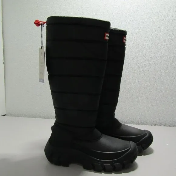 Hunter Intrepid Tall Snow Boot Black Women Size 6 Top Comfort Red White