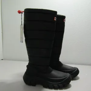 Hunter Intrepid Tall Snow Boot Black Women Size 6 Top Comfort Red White