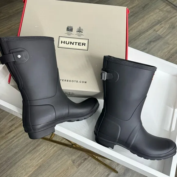 Hunter Women's Original Back Adjustable Short Boots - Onyx