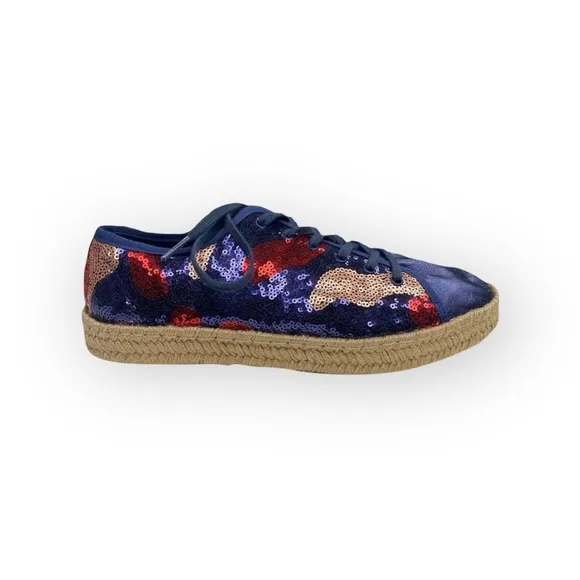 Ibizas ༄ Sequin Platform Espadrilles Lace Up Sneakers ༄ Navy Red Pink༄ 40 9 9.5