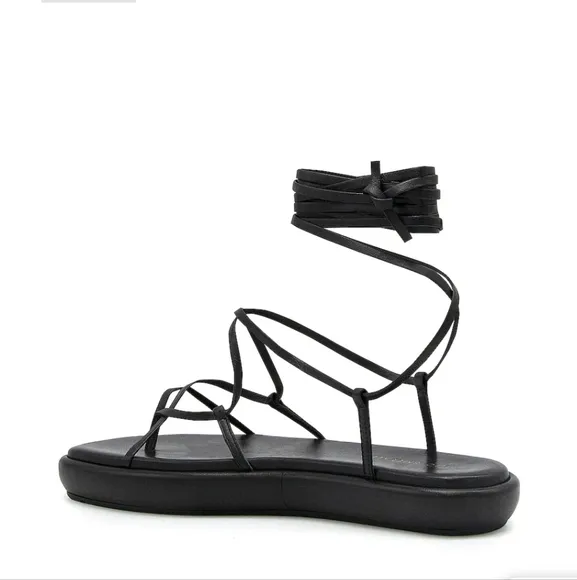 Ilio Smeraldo Geradine Black Strappy Lace Up Sandals Size 38