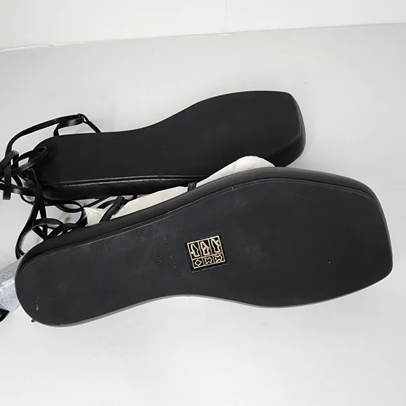 Ilio Smeraldo Geradine Black Strappy Lace Up Sandals Size 38