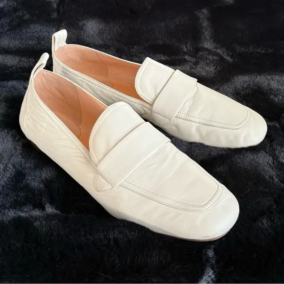 J CREW 11 10.5 Marie Tab Loafers • Leather • Dusty Ivory Cream • Slip On Classic
