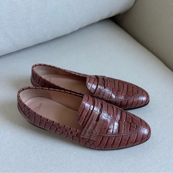 J. Crew Academy Croc embossed leather loafers 8.5