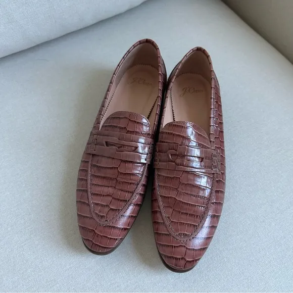 J. Crew Academy Croc embossed leather loafers 8.5