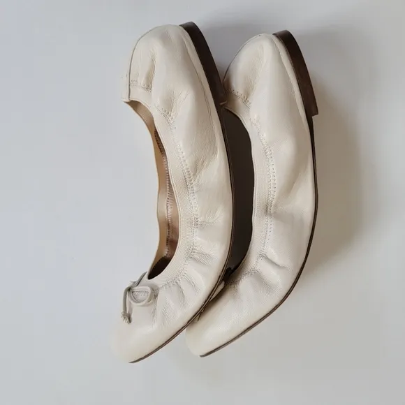 J. Crew Leather Ballet Flat in Cream