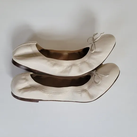 J. Crew Leather Ballet Flat in Cream