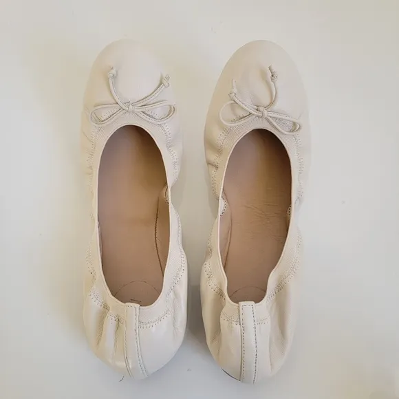 J. Crew Leather Ballet Flat in Cream