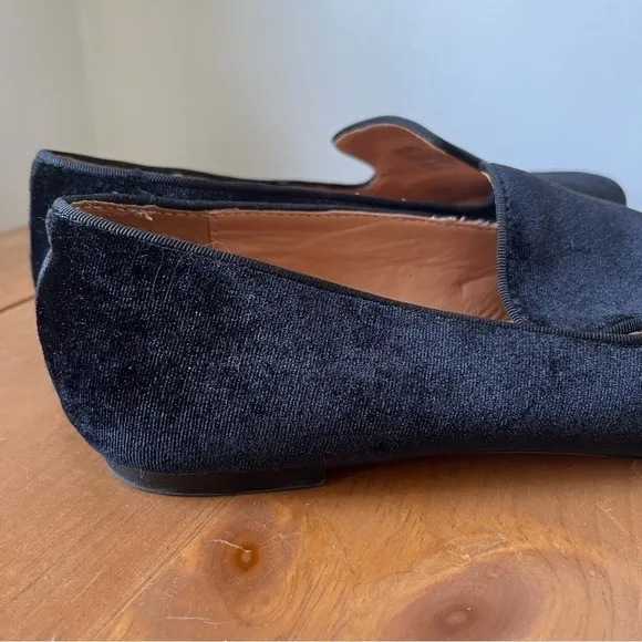 J. Crew Women’s Black Velvet Slip On Loafers Smoking Slippers 7