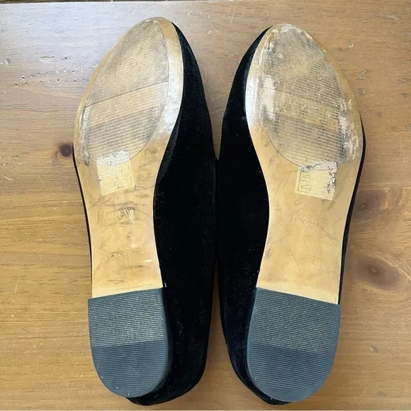 J. Crew Women’s Black Velvet Slip On Loafers Smoking Slippers 7
