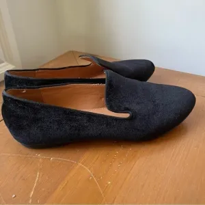 J. Crew Women’s Black Velvet Slip On Loafers Smoking Slippers 7
