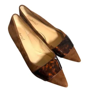 J. McLaughlin Mallory Suede Pointed Toe Tortoise Brown Loafer Flats Size 9.5