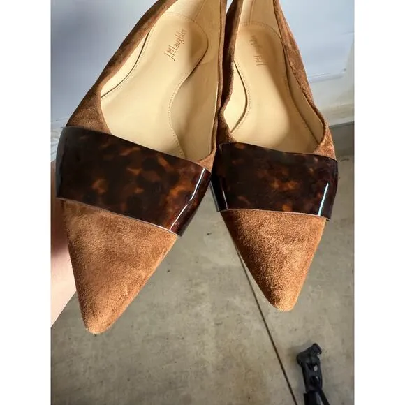 J. McLaughlin Mallory Suede Pointed Toe Tortoise Brown Loafer Flats Size 9.5