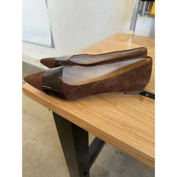 J. McLaughlin Mallory Suede Pointed Toe Tortoise Brown Loafer Flats Size 9.5