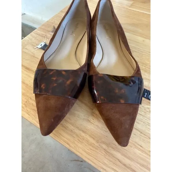 J. McLaughlin Mallory Suede Pointed Toe Tortoise Brown Loafer Flats Size 9.5
