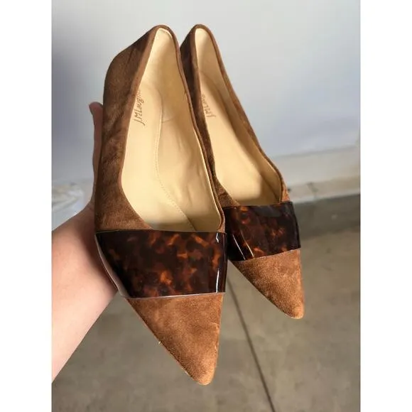 J. McLaughlin Mallory Suede Pointed Toe Tortoise Brown Loafer Flats Size 9.5