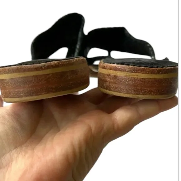 Jack Rogers Navajo flat sandals black glitter Size 7