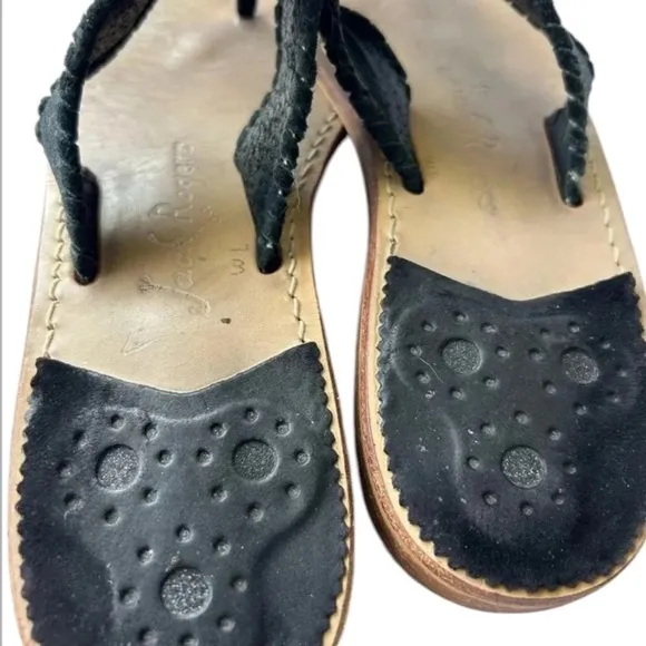 Jack Rogers Navajo flat sandals black glitter Size 7