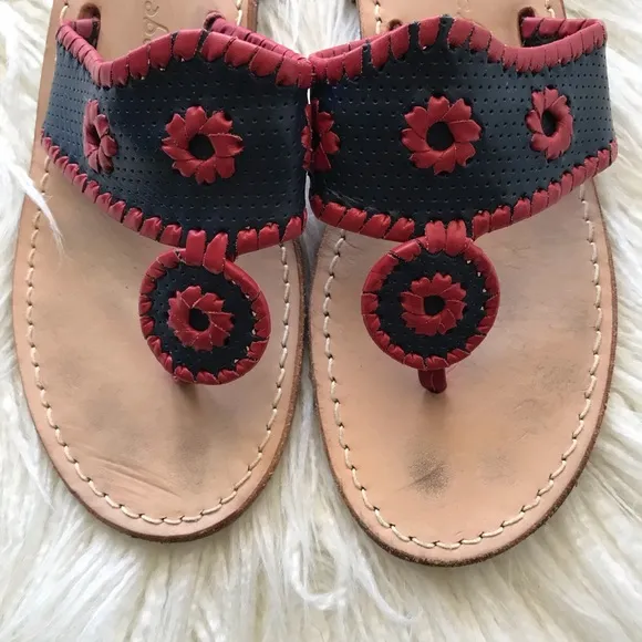 JACK ROGERS “Navajo” red and navy flat sandals 7