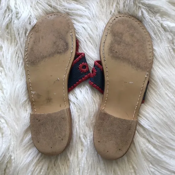 JACK ROGERS “Navajo” red and navy flat sandals 7