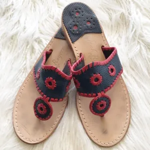 JACK ROGERS “Navajo” red and navy flat sandals 7