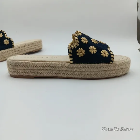 Jack Rogers Palmer Floral Jute Wrapped Platform Espadrilles Sandals Size 8