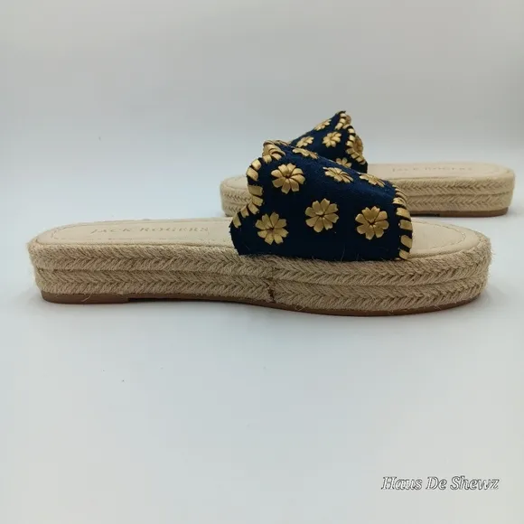 Jack Rogers Palmer Floral Jute Wrapped Platform Espadrilles Sandals Size 8