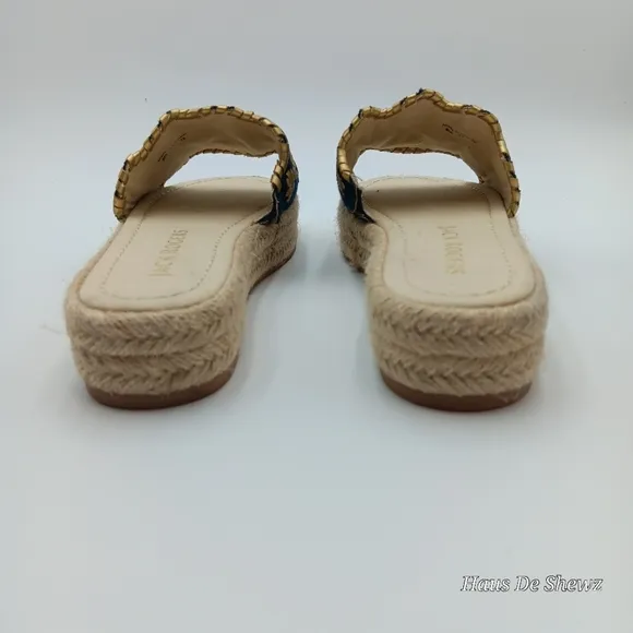 Jack Rogers Palmer Floral Jute Wrapped Platform Espadrilles Sandals Size 8