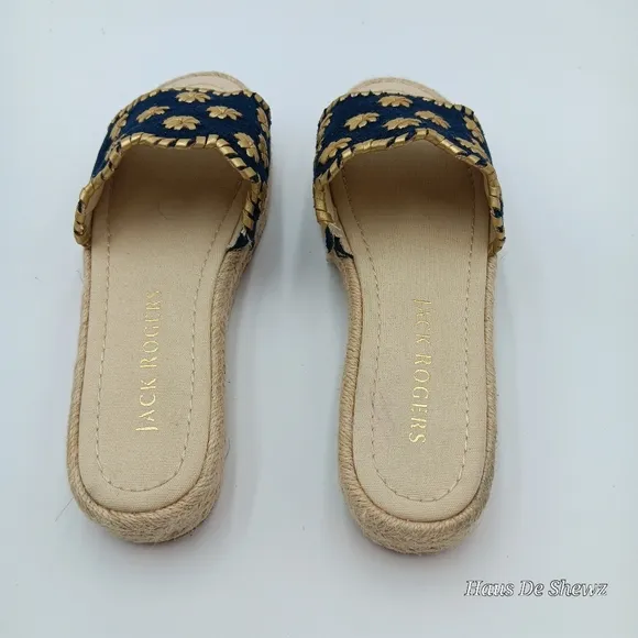 Jack Rogers Palmer Floral Jute Wrapped Platform Espadrilles Sandals Size 8