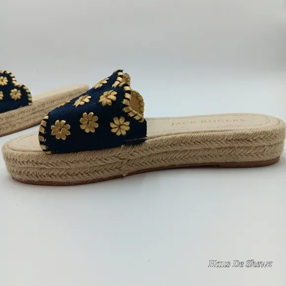 Jack Rogers Palmer Floral Jute Wrapped Platform Espadrilles Sandals Size 8