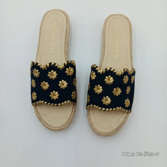 Jack Rogers Palmer Floral Jute Wrapped Platform Espadrilles Sandals Size 8