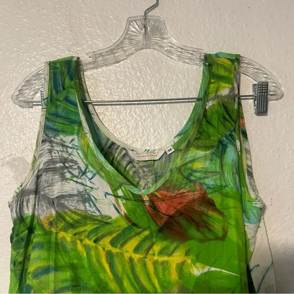 Jams World Tropical Leaf Print M Sleeveless Dress Boho Vintage Vibrant Artsy
